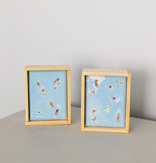 Original Ocean Surfer Painting, 3x5 | Ocean Blue Collection