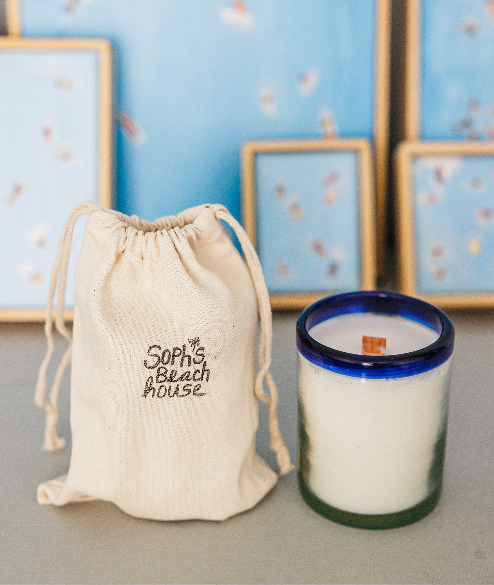 The Ocean Blue Candle | Reusable Cobalt Blue-Rimmed Glass