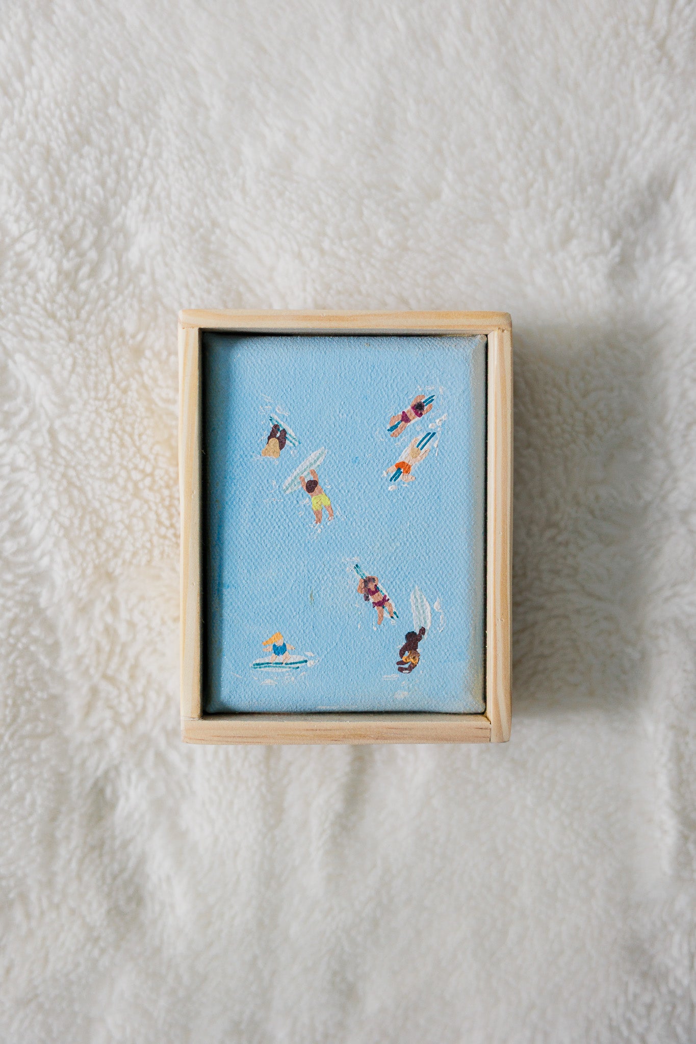 Original Ocean Surfer Painting, 3x5 | Ocean Blue Collection